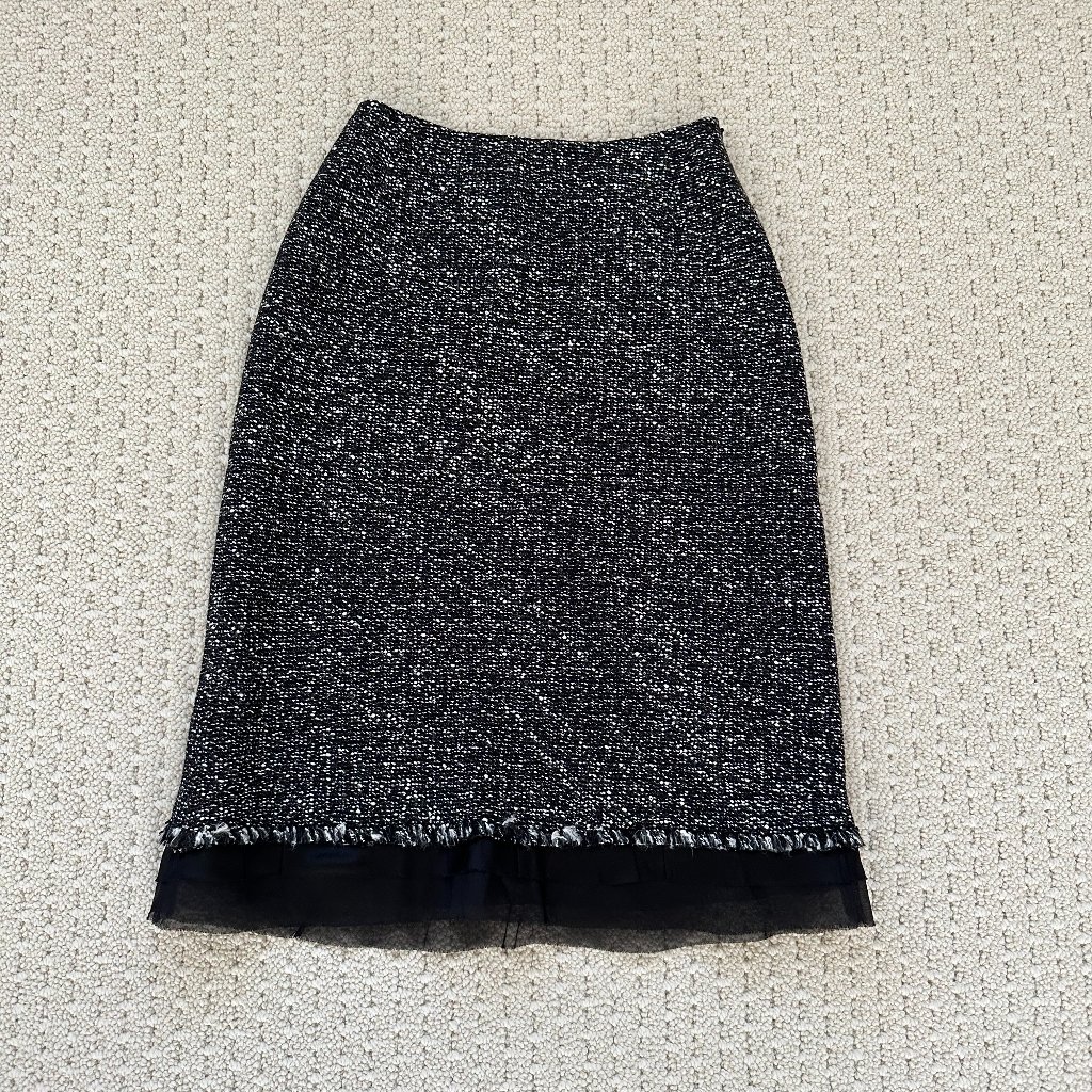 Lafayette 148 New York Wool Tweed Knee Length Skirt